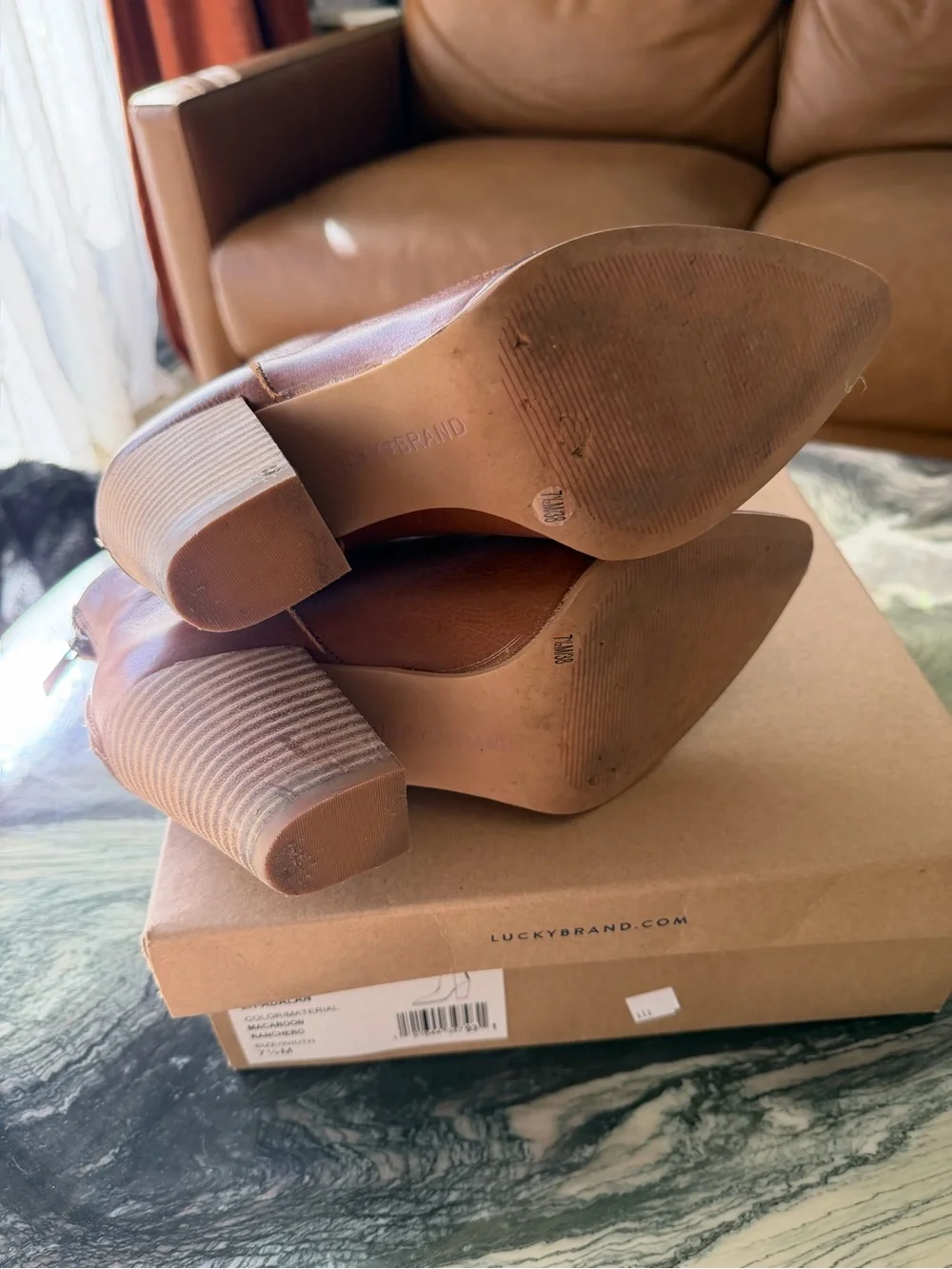 Lucky Brand Brown Leather Pointed Ankle Booties